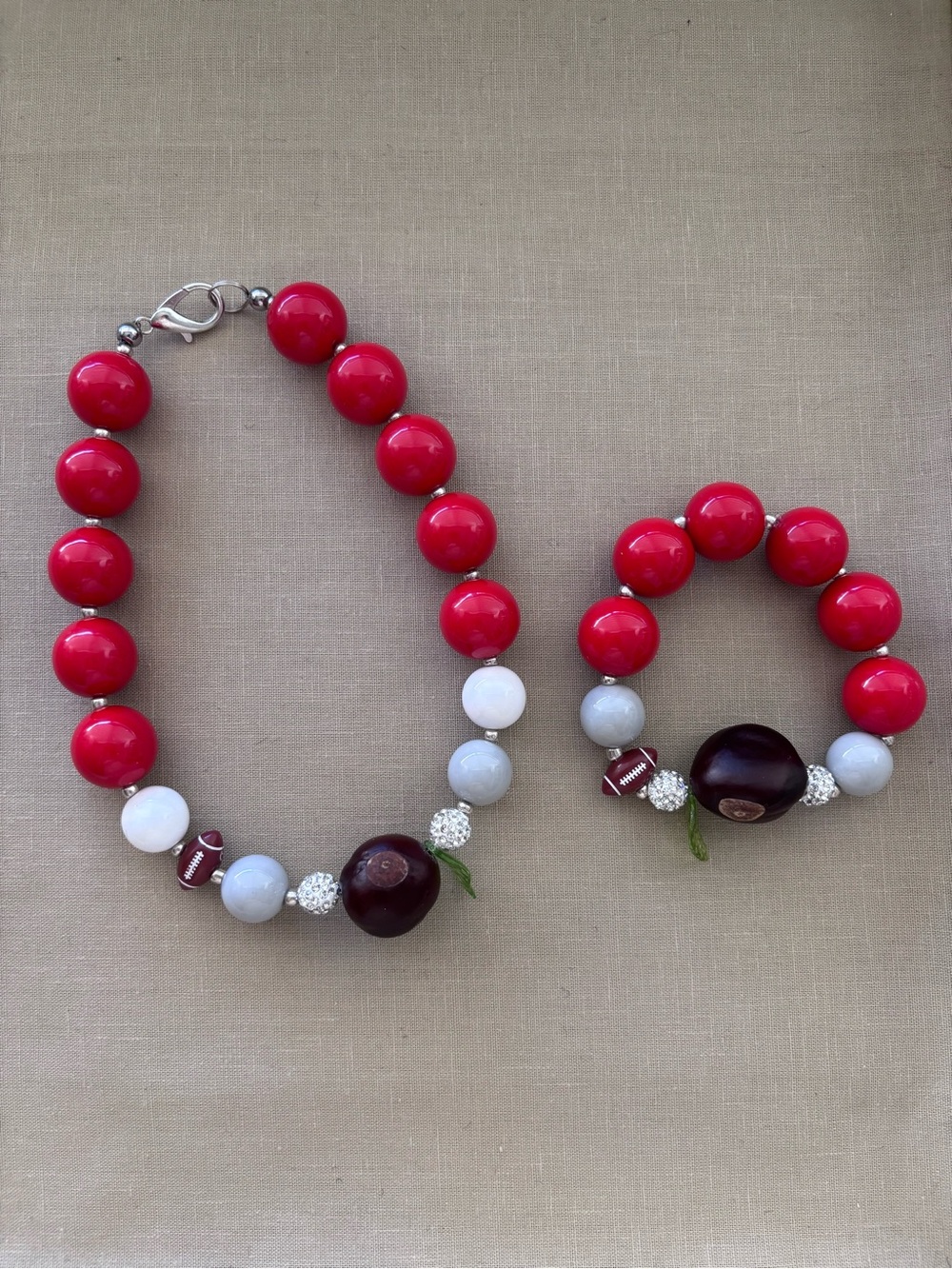 Ohio Buckeye Gumball Necklace Bracelet Football Graduation